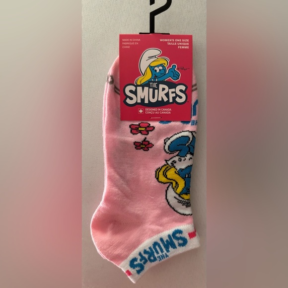 Perri’s Smurfs Women’s Pink Ankle Socks Size 6-9.5 - Picture 1 of 3